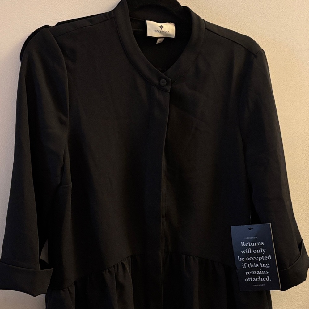 Elegant Black Women's button up shirtdress - Picture 5 of 5